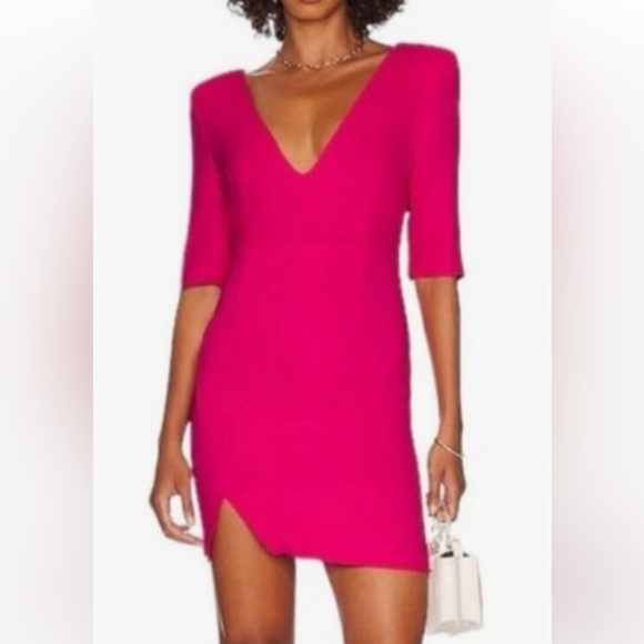 LITA BY CIARA PINK YARROW SCULPTURED DEEP V- NECK FORMAL MINI DRESS SZ MED NWOT - Picture 1 of 12